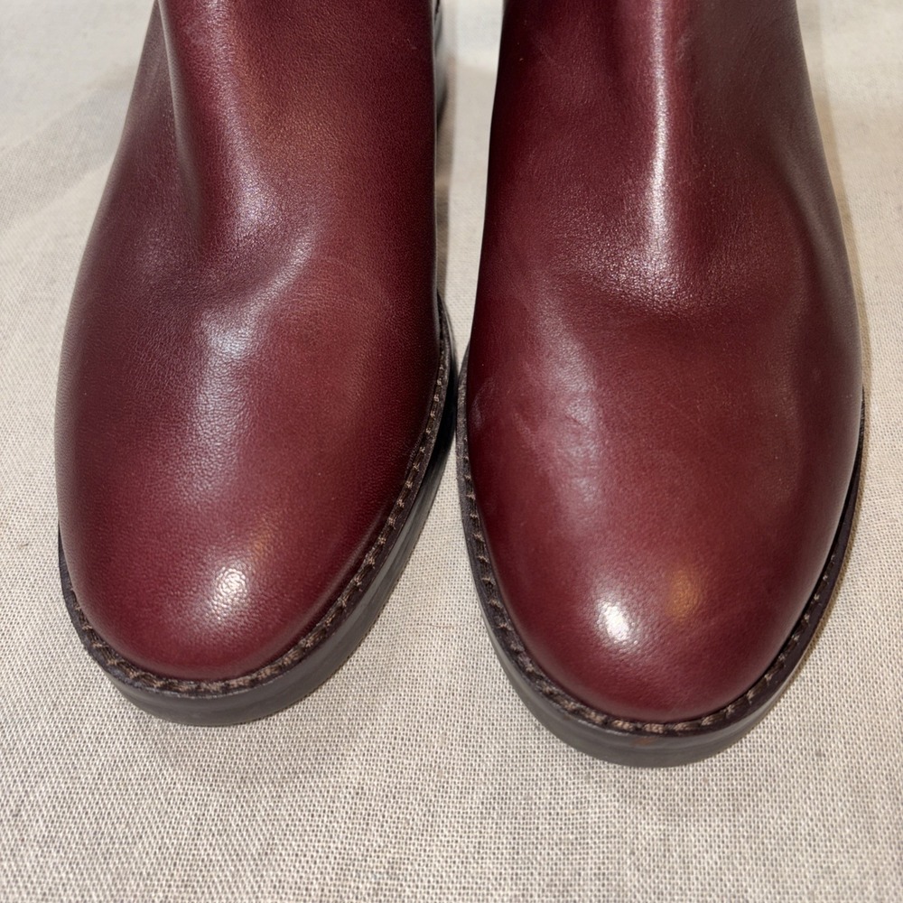 New! Cole Haan Genevieve Woven Cuff Riding Boot Burgundy Leather Size 8 B No Box - Picture 4 of 6